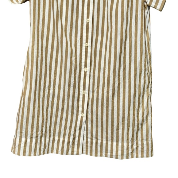 Madewell Collared Button Front Mini Tan Striped Cotton Poplin Shirt Dress XS - Picture 8 of 15